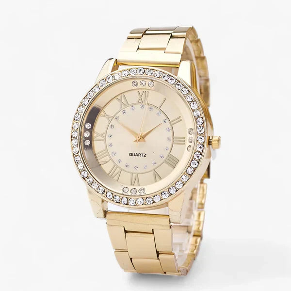 Dameshorloge met Diamanten en Leerriem - Mode Vibes