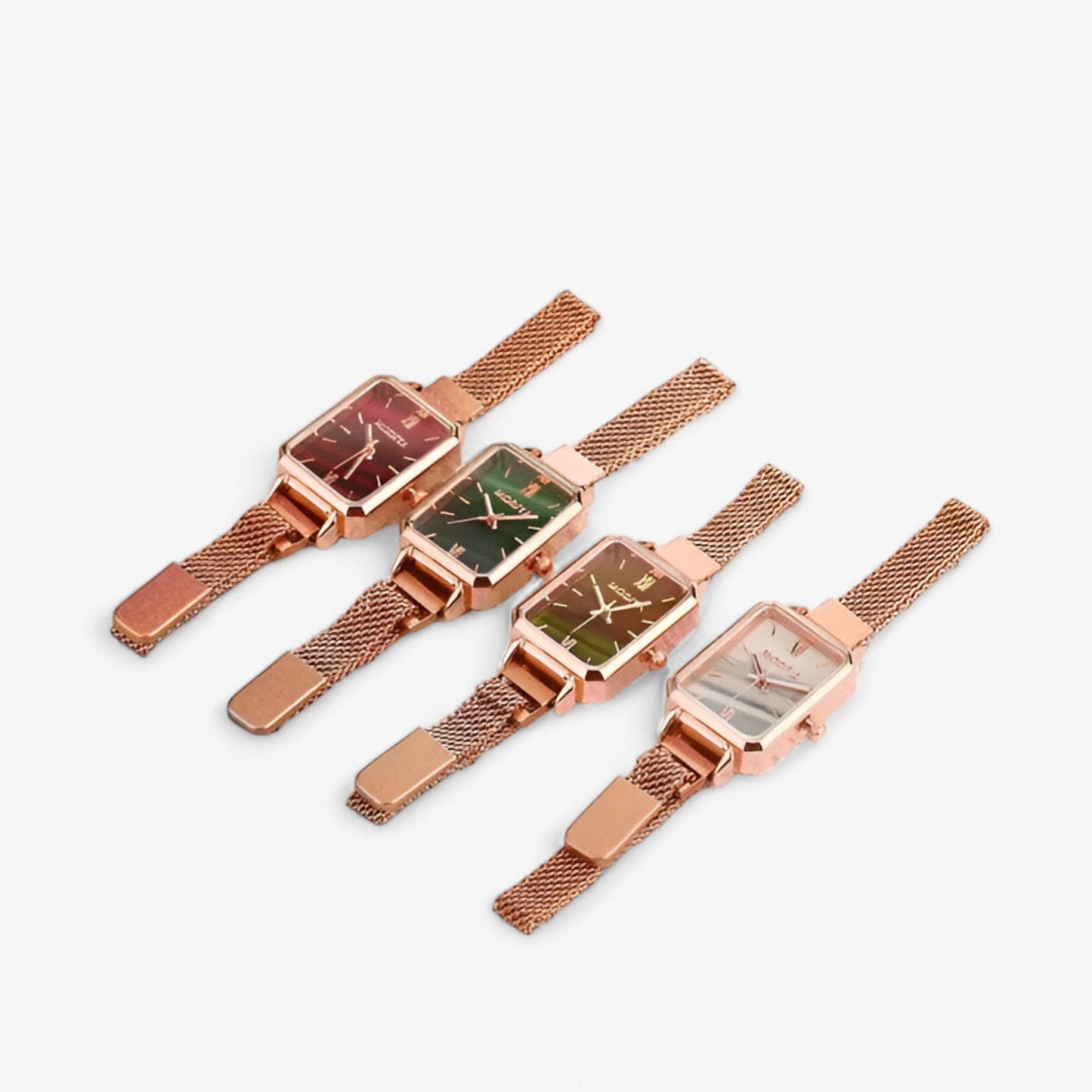 Vierkant Horloge met Magnetische Band Zwart Modern Design