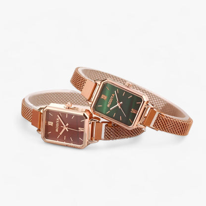 Vierkant Horloge met Magnetische Band Zwart Modern Design
