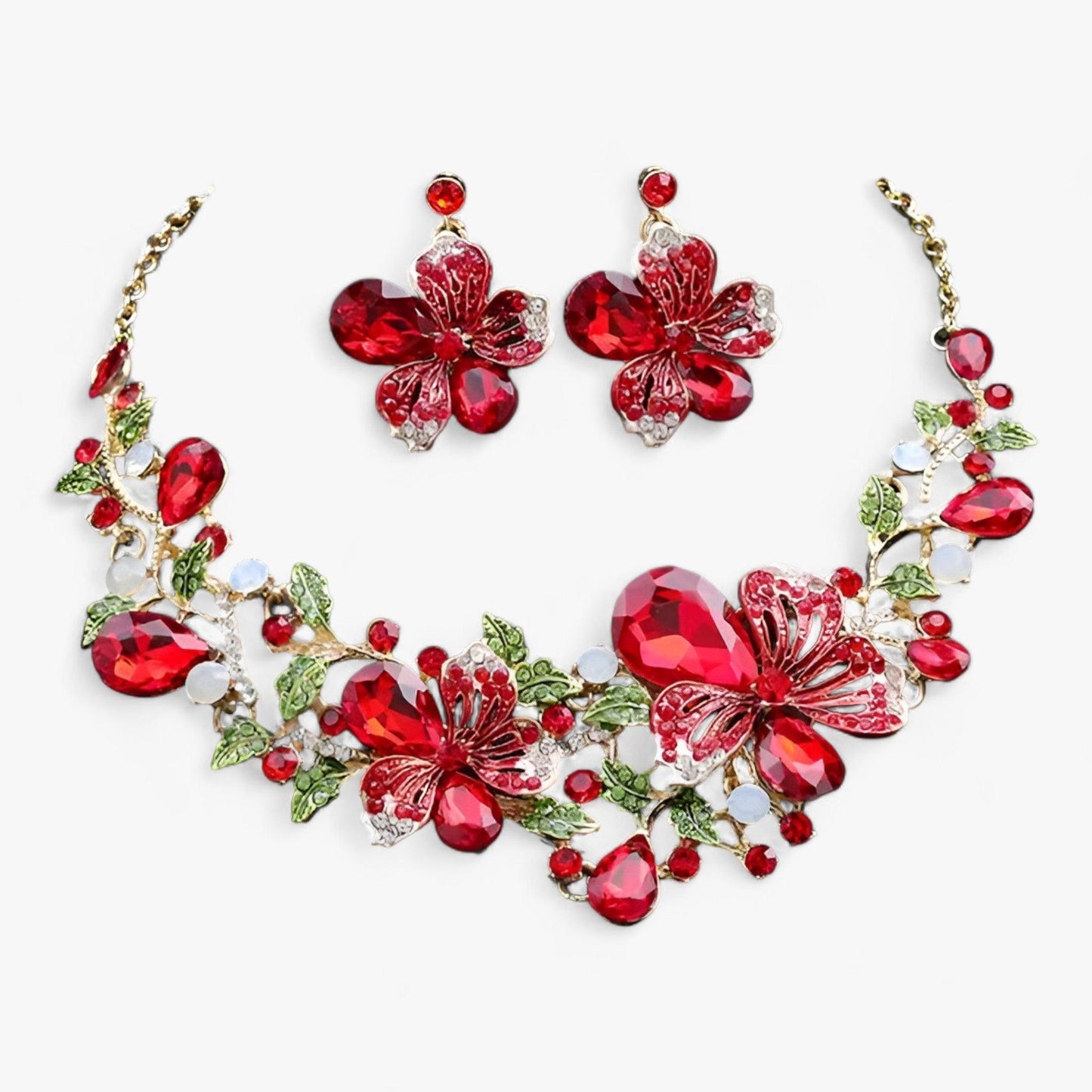 Bruidssieradenset met Bloemen Emaille Fleur Design