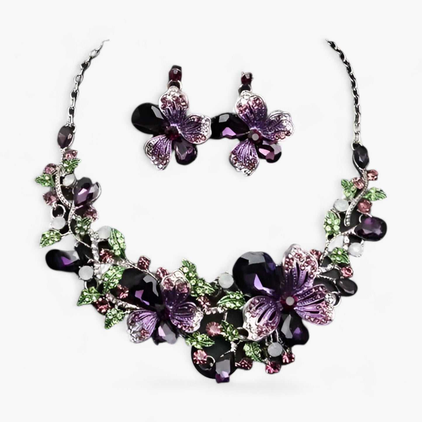 Bruidssieradenset met Bloemen Emaille Fleur Design