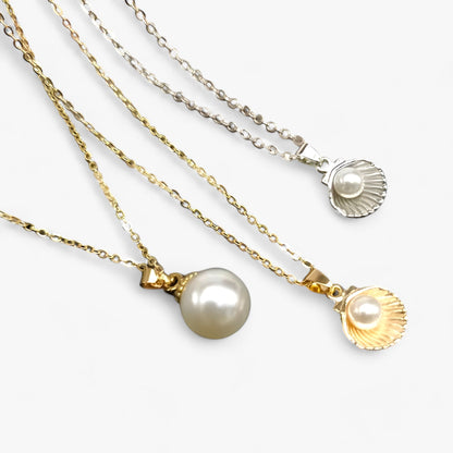 Parel Ketting met Schelpen Zilveren Halsketting - Mode Vibes