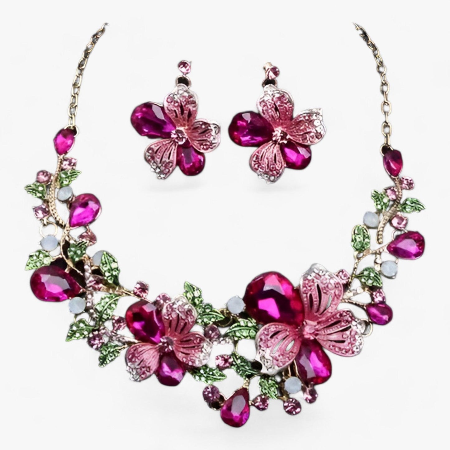 Bruidssieradenset met Bloemen Emaille Fleur Design