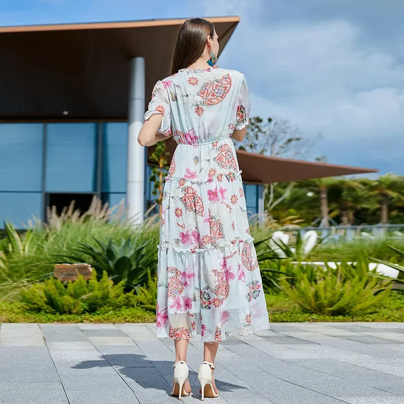 Zomerse Bloemenbries  De Chubby MM Zeevakantie Stijl Strandrok
