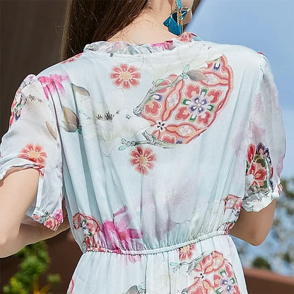 Zomerse Bloemenbries  De Chubby MM Zeevakantie Stijl Strandrok