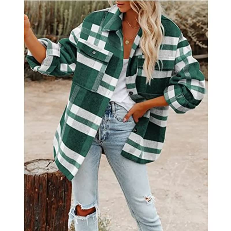 Dames Overshirt Geruit met Zakken