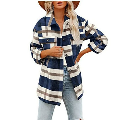 Dames Overshirt Geruit met Zakken