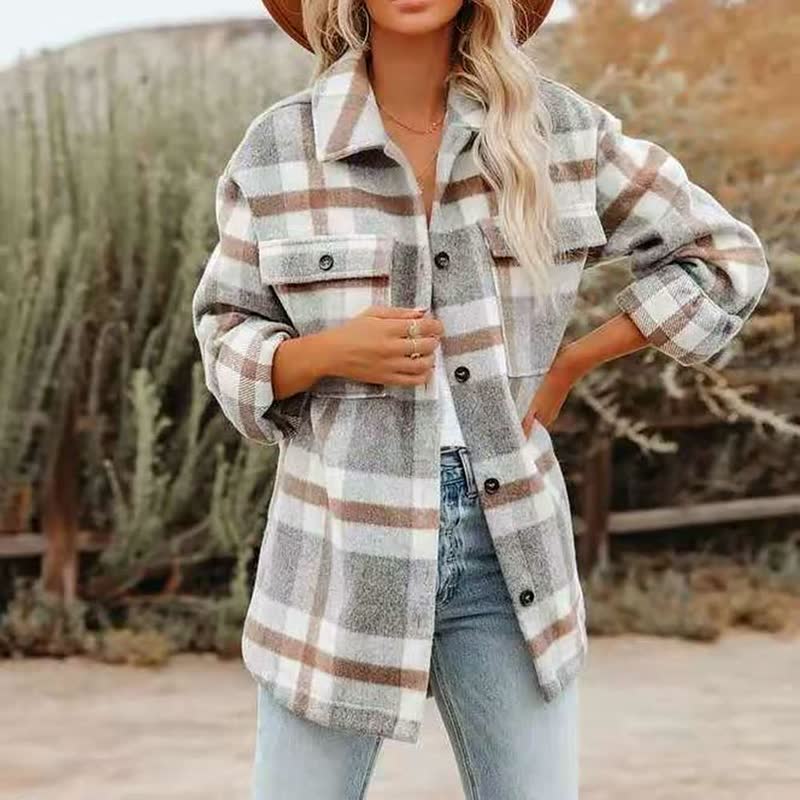Dames Overshirt Geruit met Zakken