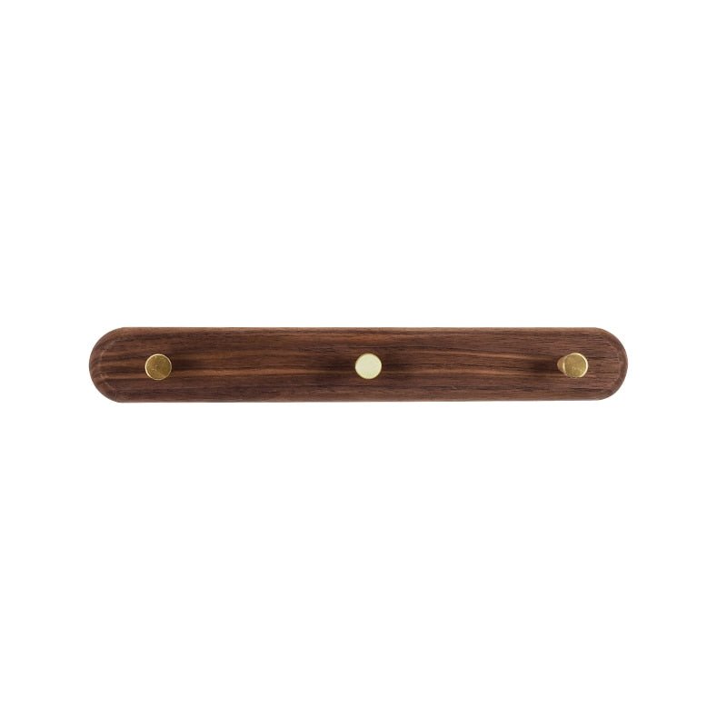 Houten Wandkapstok met Messing Haken voor Jas en Hoed