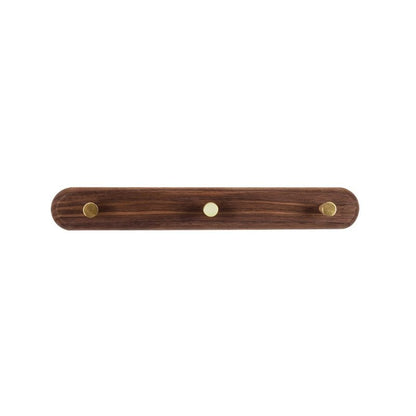 Houten Wandkapstok met Messing Haken voor Jas en Hoed