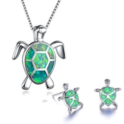 Schildpad Halsketting en Oorbellen Set Zeeblauw Sieraden