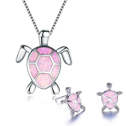 Schildpad Halsketting en Oorbellen Set Zeeblauw Sieraden