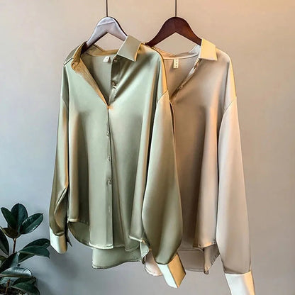 Dameshemd van Satijn - Elegante Vrouwelijke Blouse - Mode Vibes