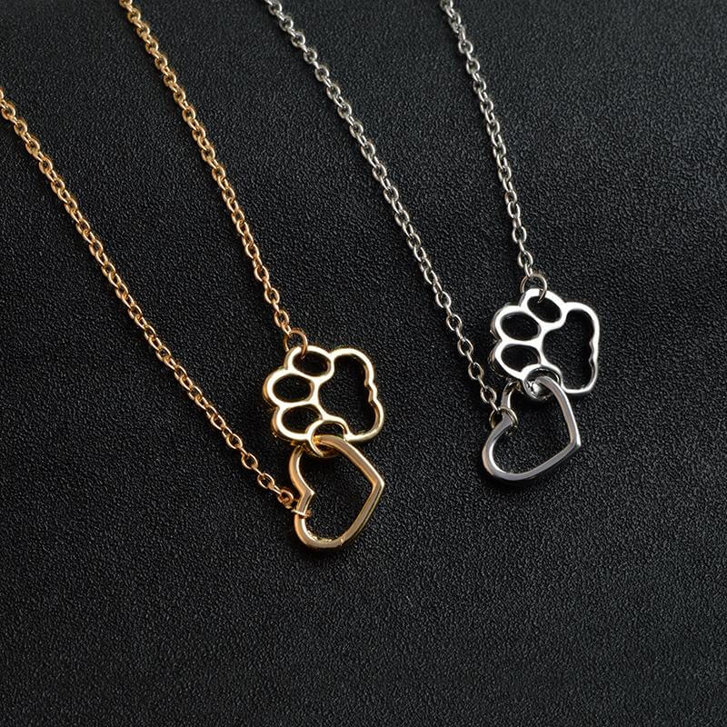 Dieren Halsketting met Paws en Hartje