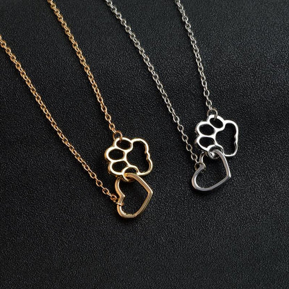 Dieren Halsketting met Paws en Hartje