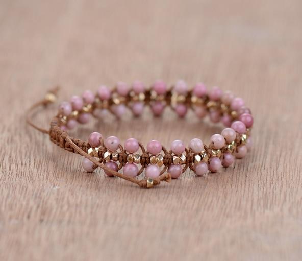 Rhodoniet Armband Hartvormig Rood Edelsteen Sieraad