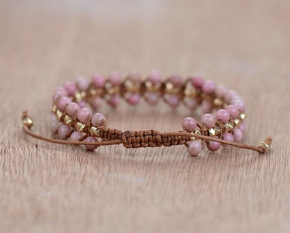 Rhodoniet Armband Hartvormig Rood Edelsteen Sieraad