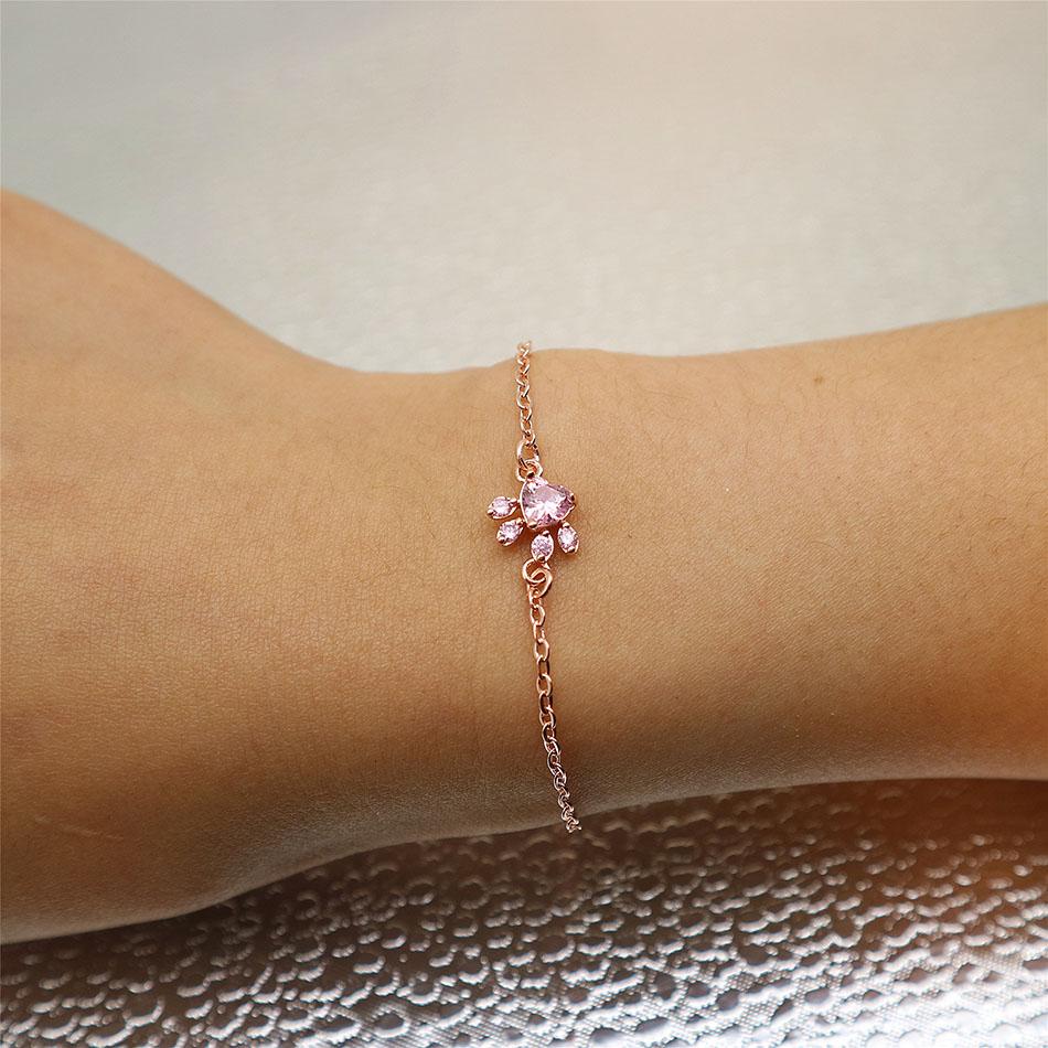 Rozenkwarts Armband Met Hartjes Lovepaw Edelsteen Sieraden