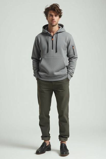 Heren Hoodie Half Zip – Comfortabele Jogging Trui met Zakken - Mode Vibes