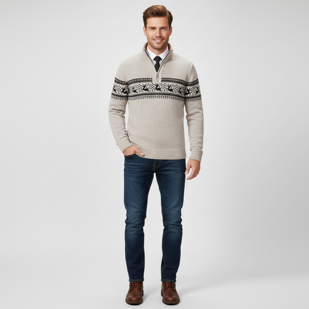 Heren Trui Comfortabel Katoen Casual Halve Rits - Mode Vibes