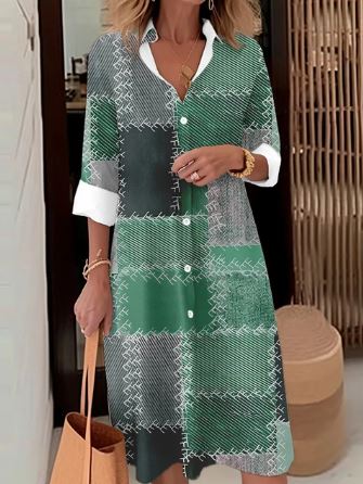 Vrouwelijke Overhemdjurk Elegante Katoen Stijl