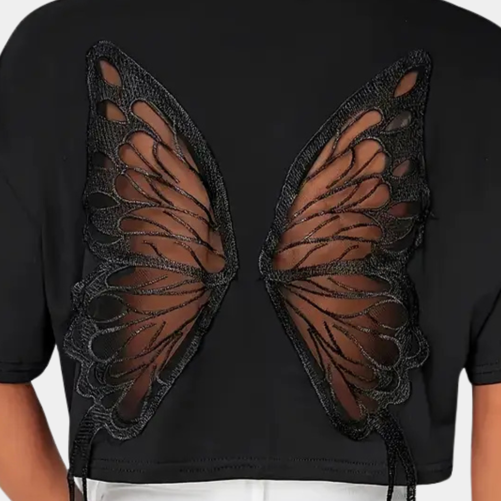 Vlinderprint T-Shirt Kort Dame Model