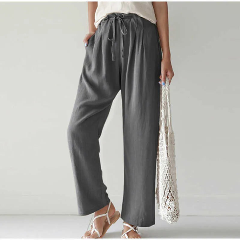Wijde Broek met Geplooide Zak en Elastische Taille