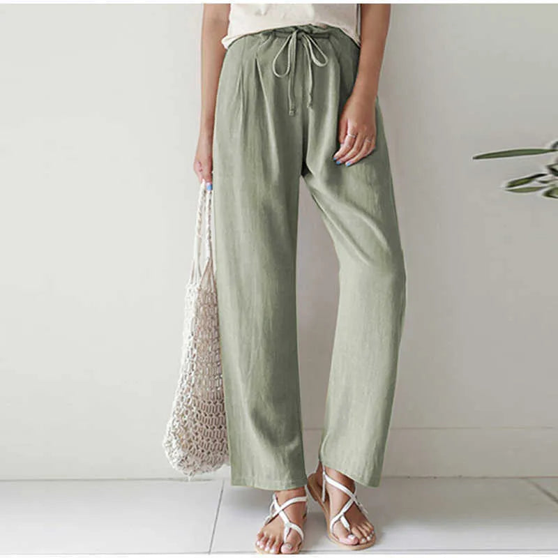Wijde Broek met Geplooide Zak en Elastische Taille