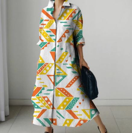 Dames Overhemdjurk Elegante Katoen Jurk
