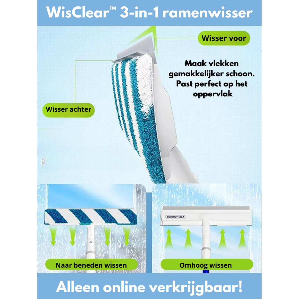 Ramenwisser 3-in-1 Met Microvezel en Telescopische Steel