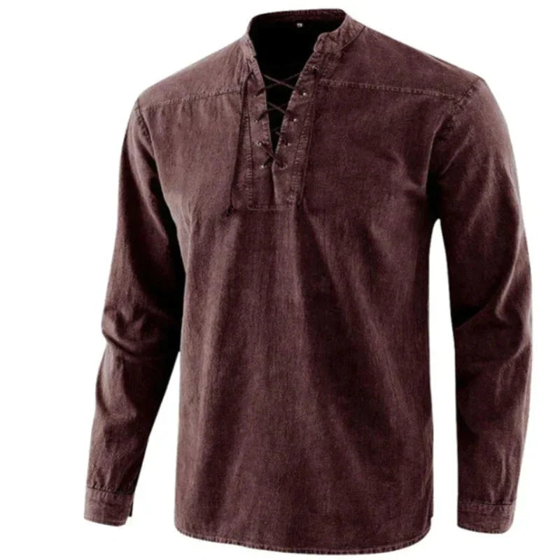 Heren V-hals Shirt Casual Katoen