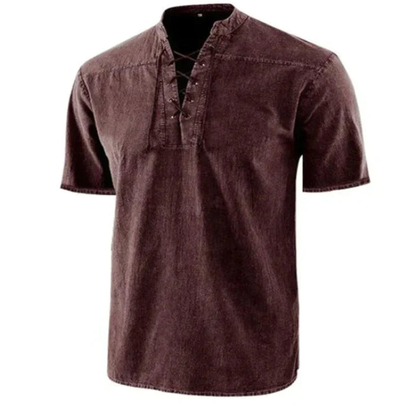 Heren V-hals Shirt Casual Katoen