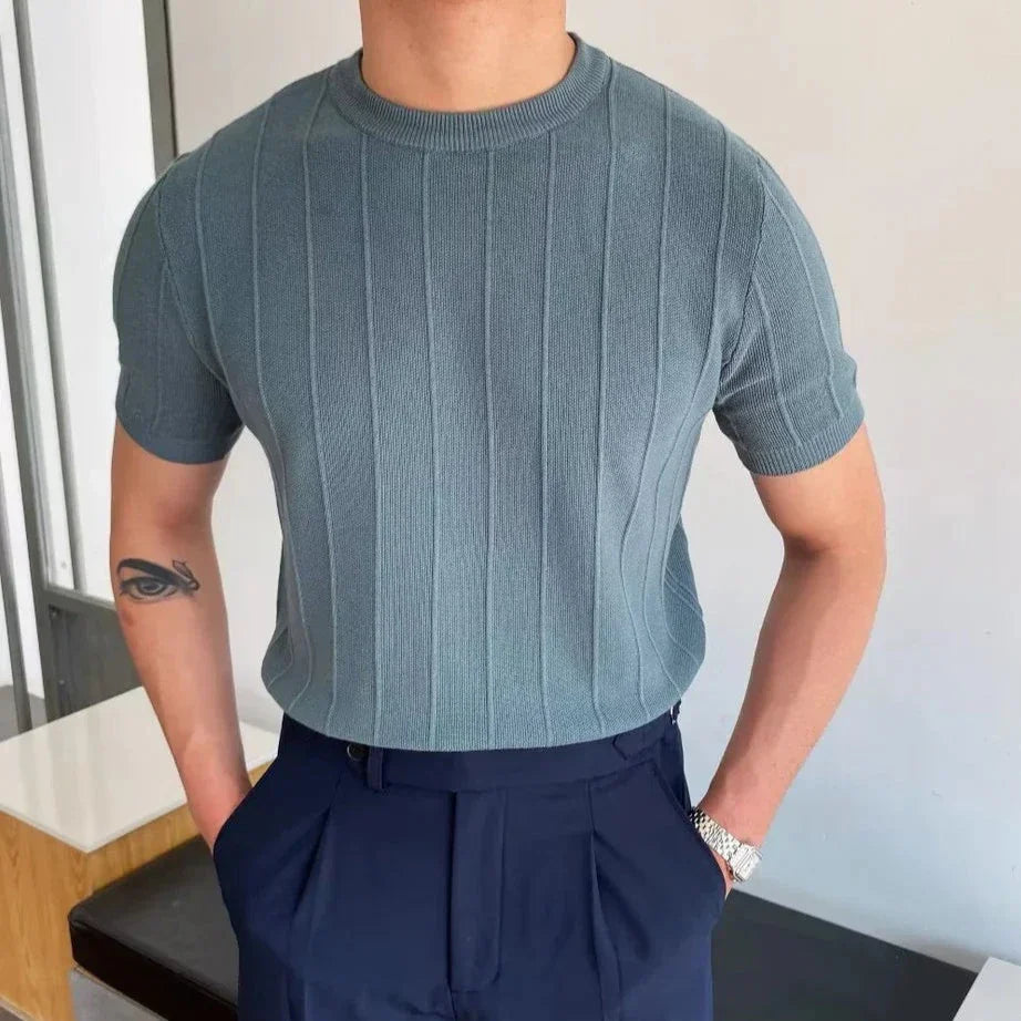 Ribgebreid T-shirt voor Mannen - Mode Vibes