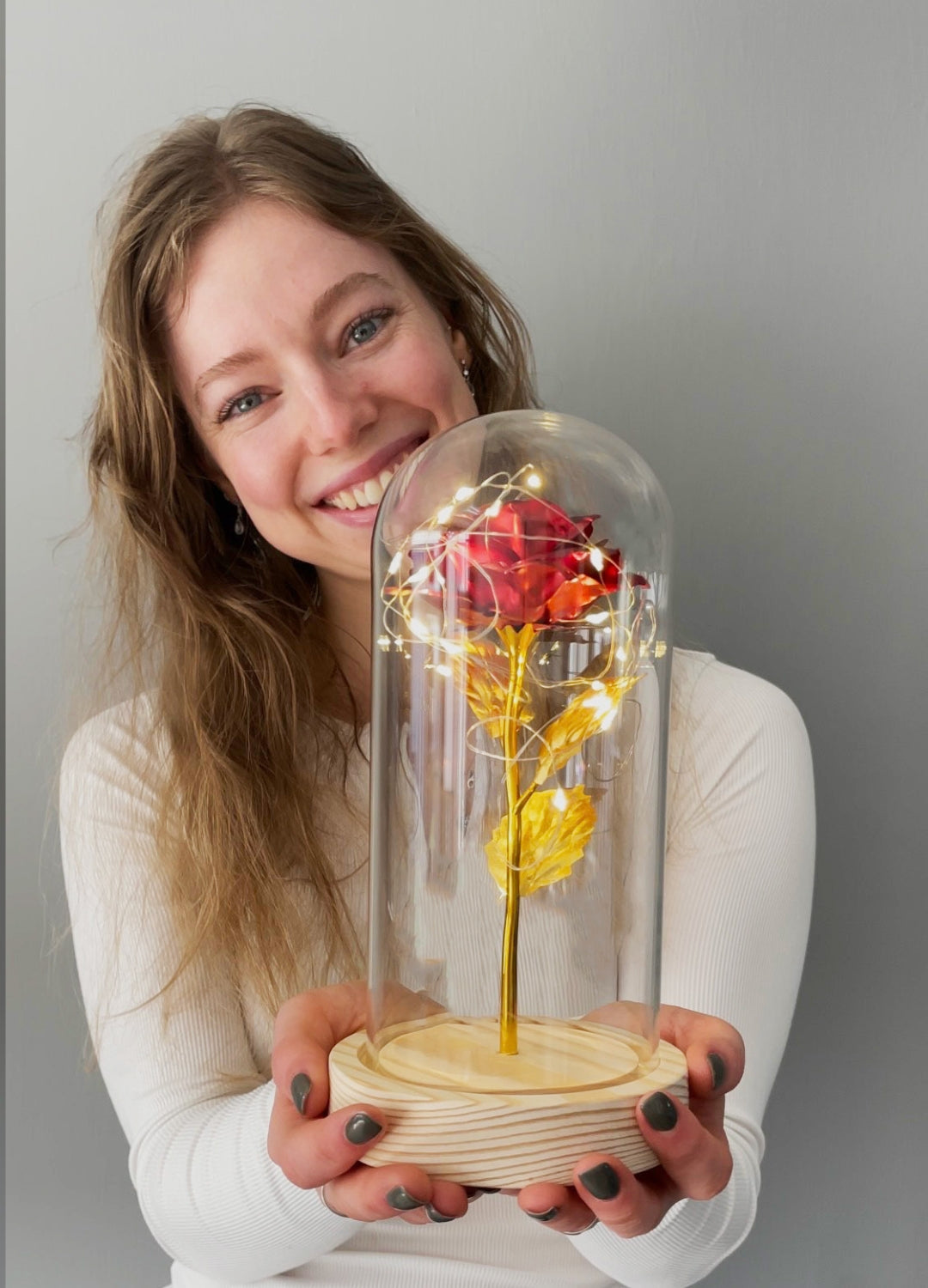 Gouden Roos in Glas Kunstroos Decoratie