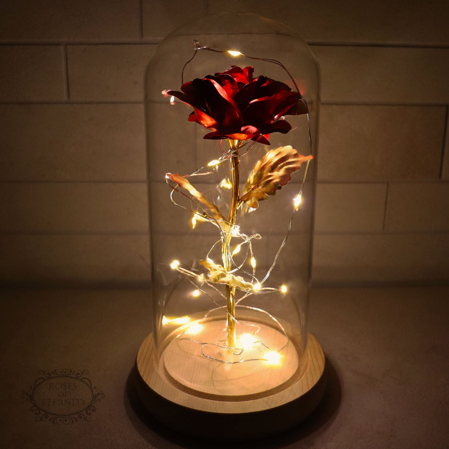 Gouden Roos in Glas Kunstroos Decoratie - Mode Vibes