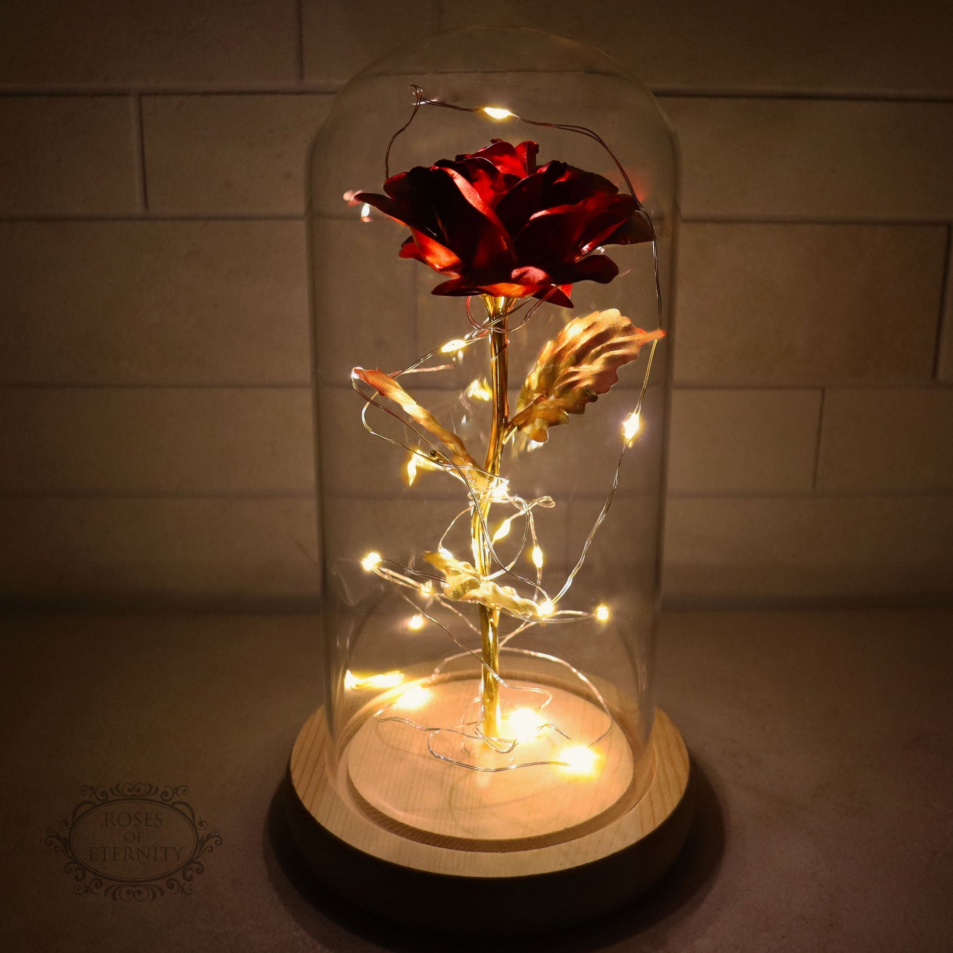 Gouden Roos in Glas Kunstroos Decoratie - Mode Vibes