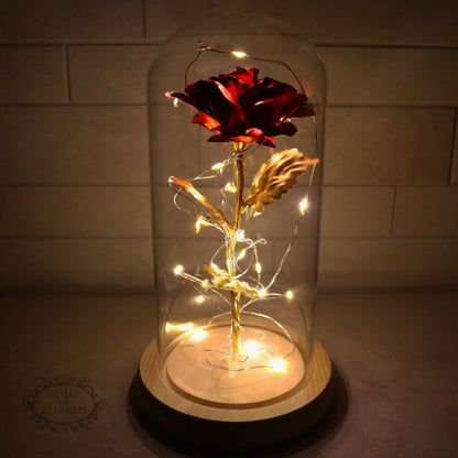 Gouden Roos in Glas Kunstroos Decoratie - Mode Vibes