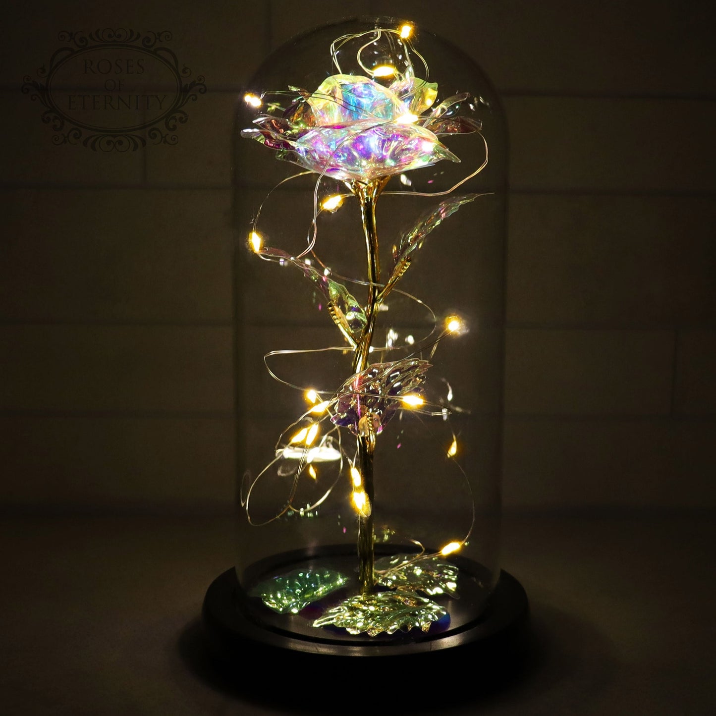 Gouden Roos in Glas Kunstroos Decoratie
