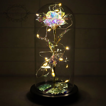 Gouden Roos in Glas Kunstroos Decoratie
