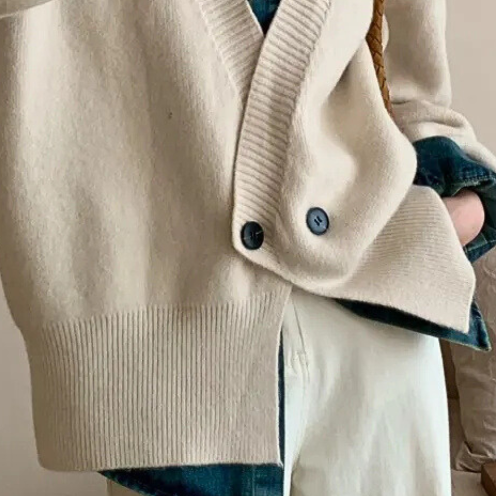 Dames Vest Gebreid Beige Stijlvol voor Werk en Avond