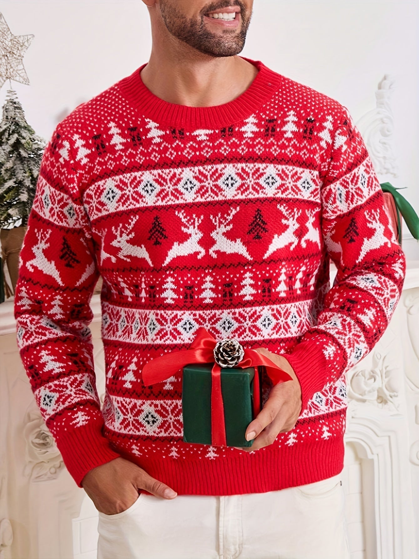 Kersttrui Heren Rendier Motief Gebreid Warm - Mode Vibes