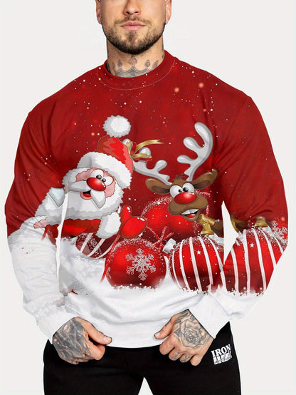 Kerstman Rendier Sweatshirt Heren Crewneck Kersttrui - Mode Vibes