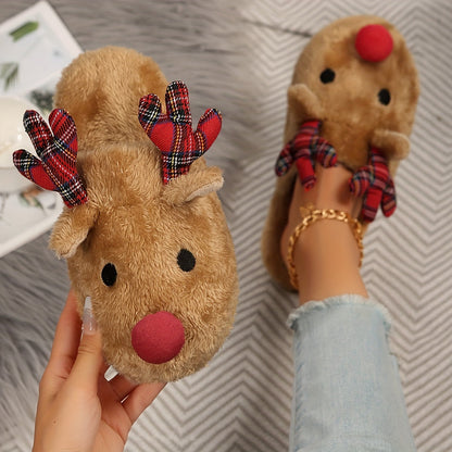 Kerst Pluche Slippers Rendier voor Dames Warm en Gezellig - Mode Vibes