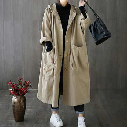 Dames Trenchcoat Oversized Trendy Zwart Kleding Maren - Mode Vibes