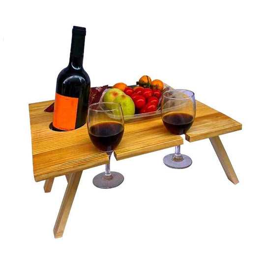 Houten Wijnrektafel Draagbaar voor Wijnliefhebbers - Mode Vibes