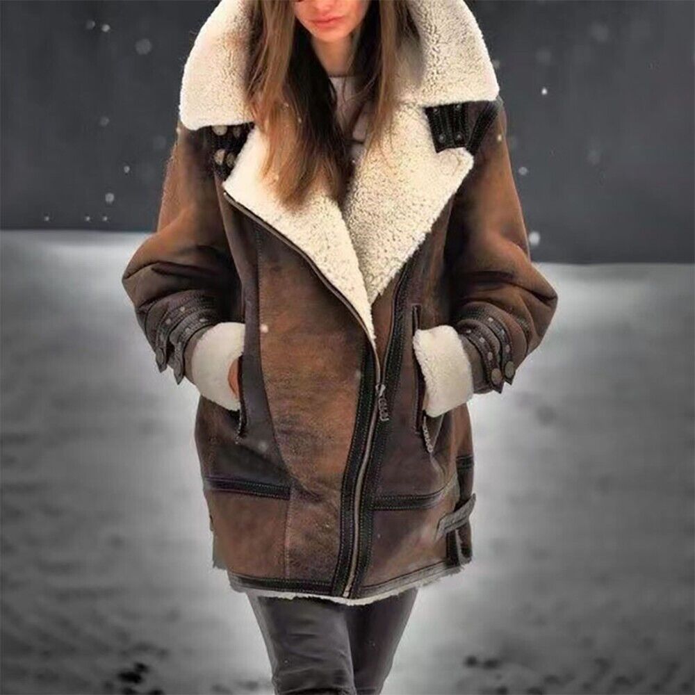 Suède Sherpa Jas Dames Warm en Stijlvol