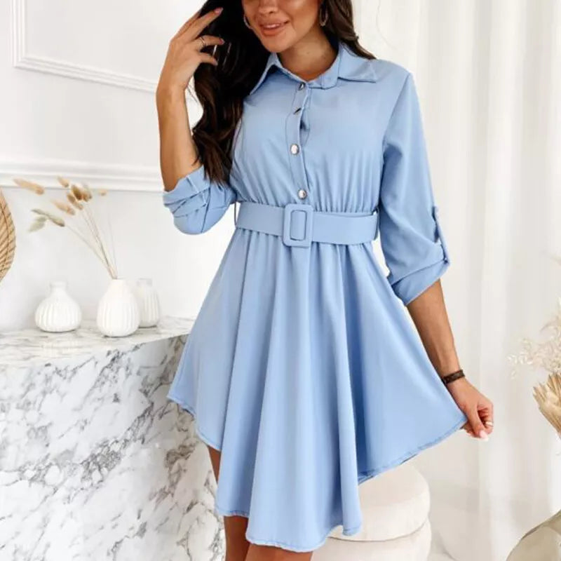 Korte Jurk met Knoopsluiting Zomerjurk voor Vrouw