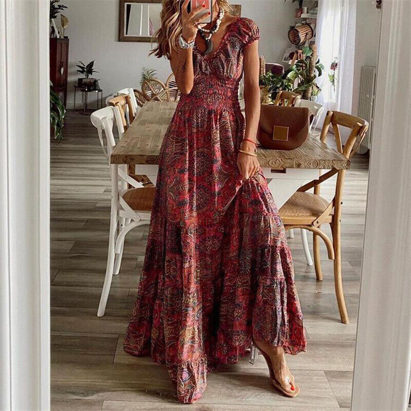 Lange Jurk Bohemian Stijl Comfortabel Zacht