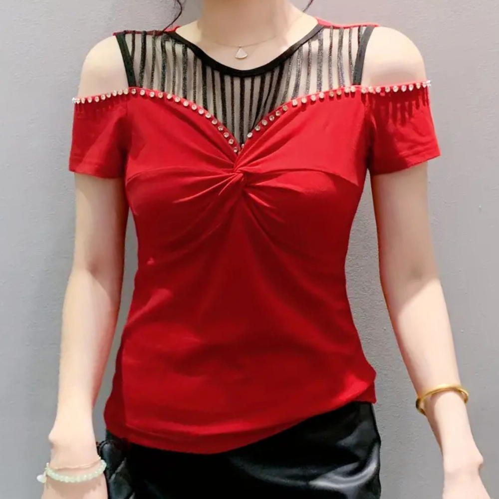 Dames Top Cold Shoulder Kort Mouw Zomerjurk