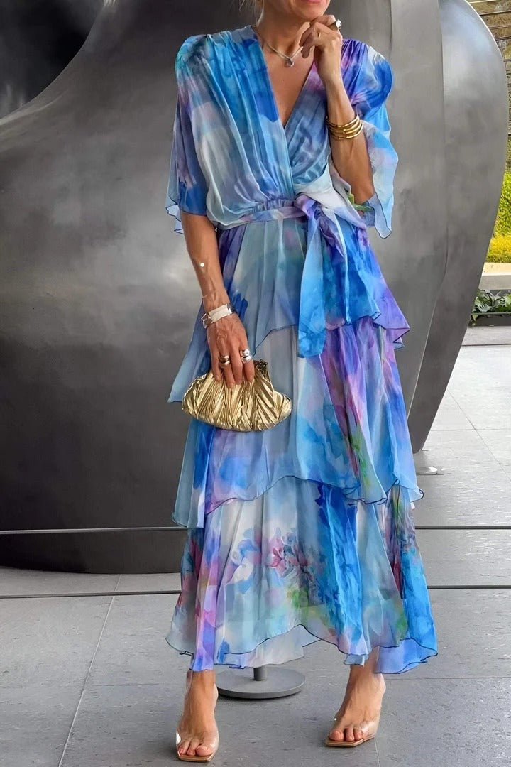 Sarina | Abito Lungo Estivo - Chiffon Multicolore-1